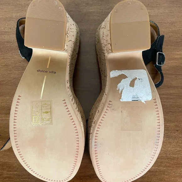 Dolce Vita Black Suede Wedge Sandals - Picture 8 of 8